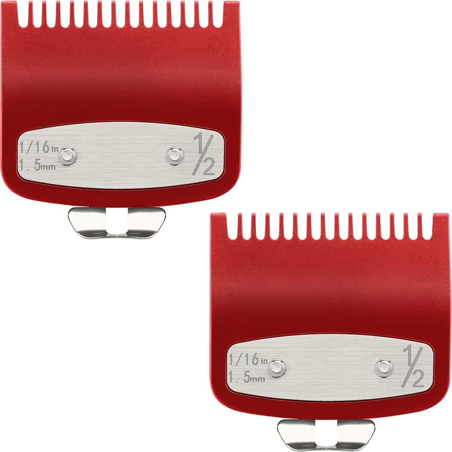 Clipper Guards Set - 2 Pack Compatible with Wahl Hair Clippers | Metal Guide Combs 1/16” 1.5mm for Barbers & Stylists - Black & Red