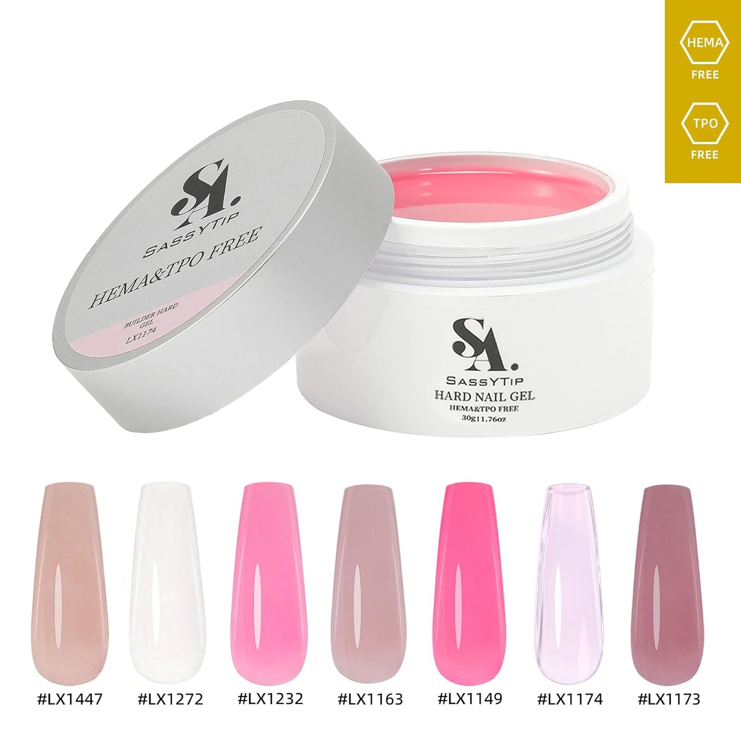 HEMA TPO Free Builder Hard Gel - Allergy-Friendly Nail Gel for DIY & Professional Use | 30g, 7 Shades Available (Nude)