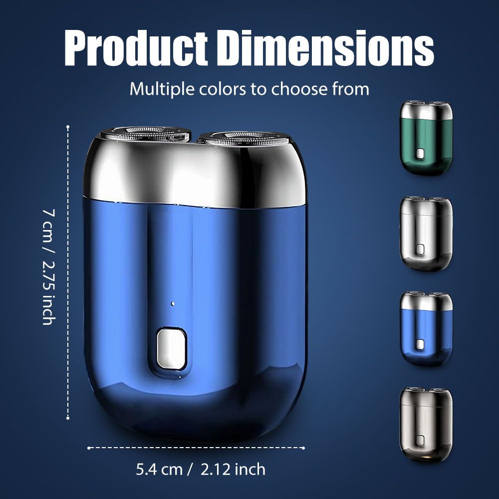 Electric Mini Portable Razor, 2026 New 2 in 1 Model Mini Dual-Head Electric Shaver, Rechargeable Waterproof Compact Electric Shaver for Men (Blue)