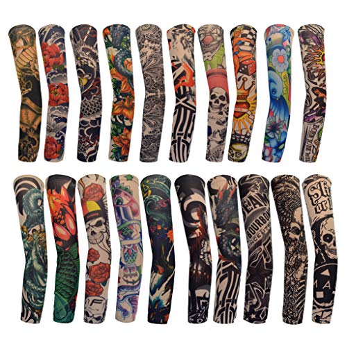 HOVEOX 20PCS Temporary Tattoo Sleeves for Arm Art & Sunscreen Protection