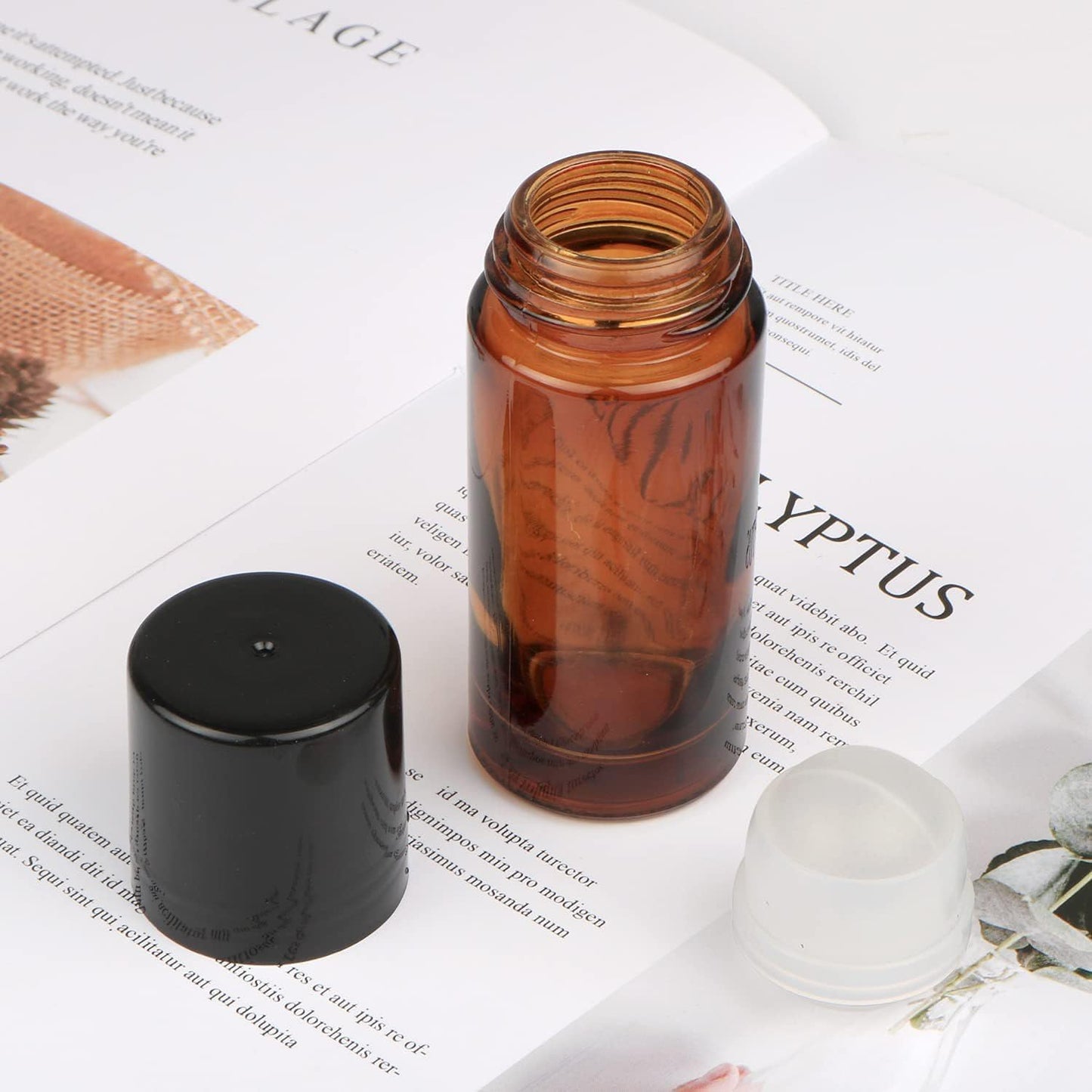 Essential Oil Roller Bottles - 30ml Brown Glass Refillable Roll-On Containers | 2 Pack for Fragrance and Cosmetics