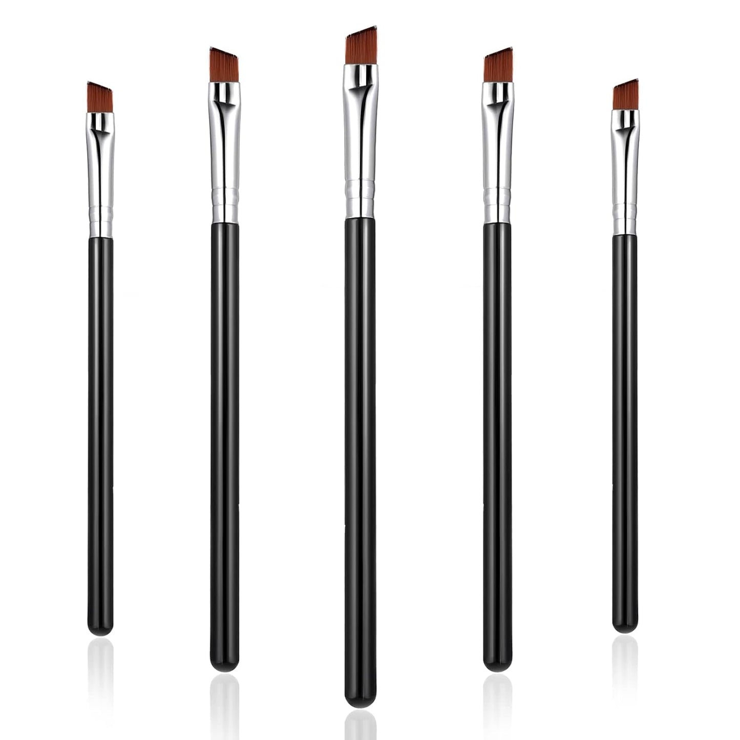 Angled Eyeliner Brush Set - 5Pcs Fine Slanted Brushes for Eye Makeup | Soft Synthetic Bristles