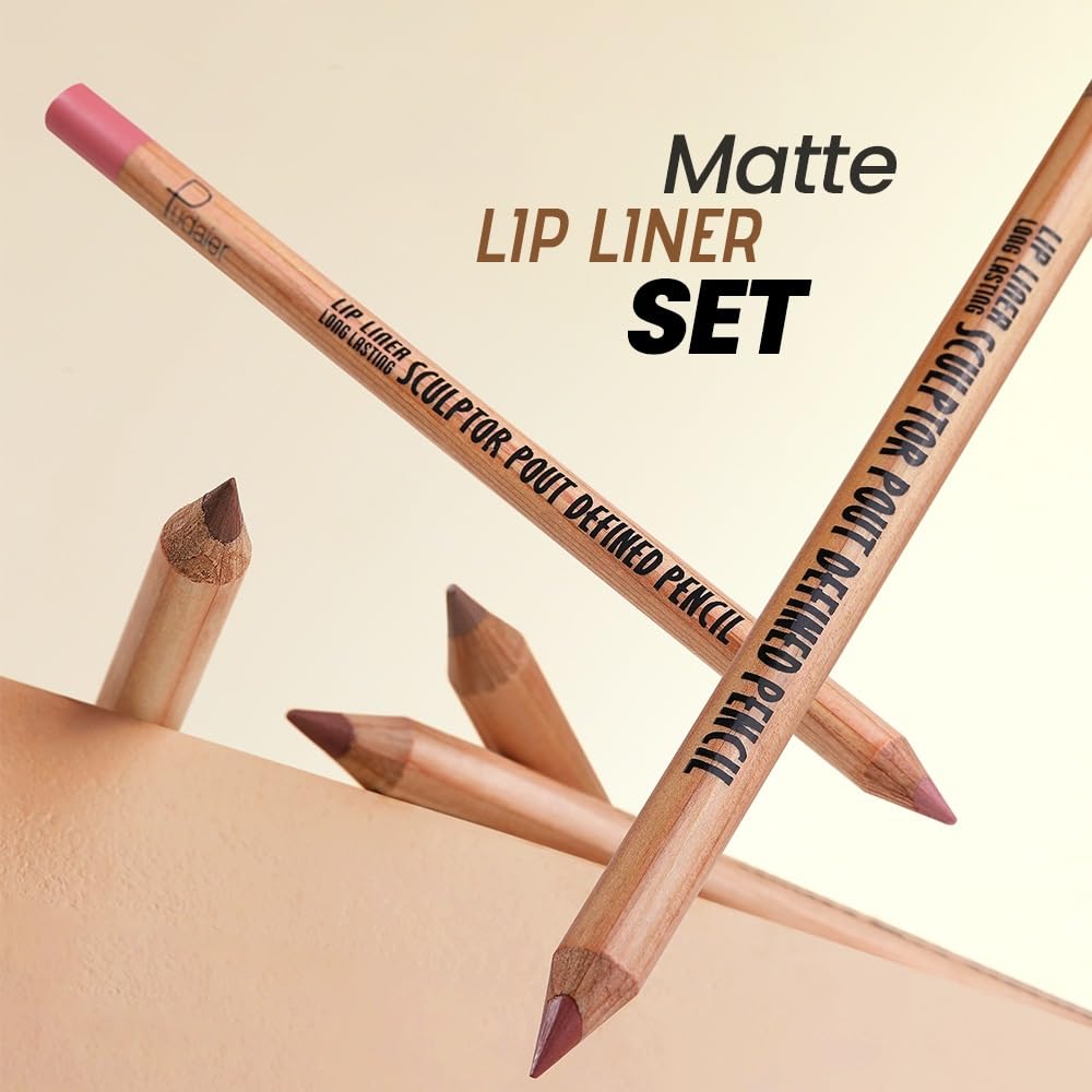 6Pcs Rosy Nude Harmony Lip Liner Set - Long-Lasting Creamy Formula for Soft Pink, Rose & Mauve Looks | Smudge-Proof Definition
