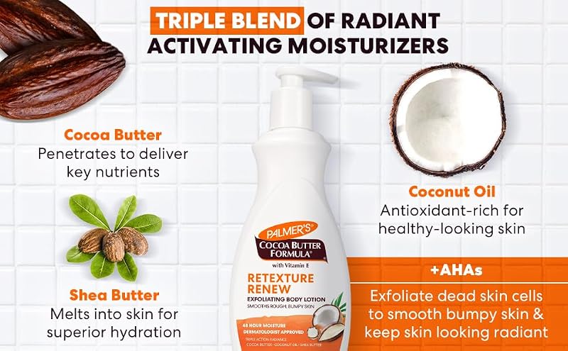 Palmer's Cocoa Butter Retexture & Renew Exfoliating Body Lotion, 13.5 Oz (2 Pack)