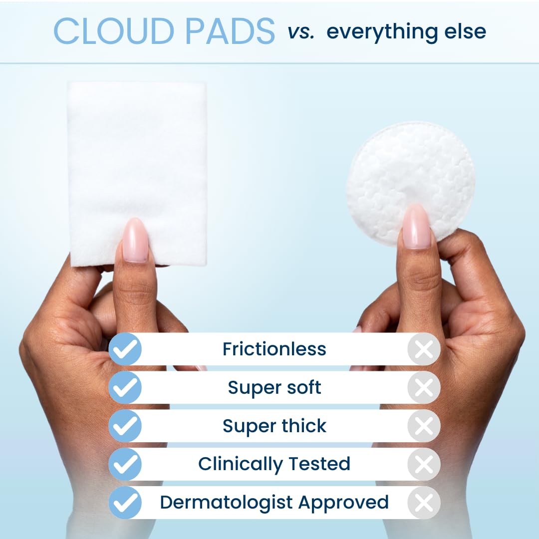 Clean Skin Club Cloud Pads - Ultra-Soft Organic Cotton Face Pads | 60 Count, Dermatologist-Approved Makeup Remover