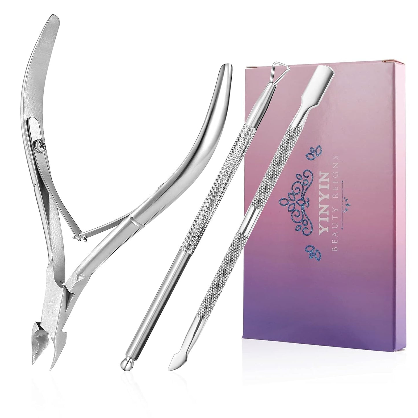 Cuticle Trimmer Set - Professional Stainless Steel Nippers & Pushers | Manicure & Pedicure Tools for Nails