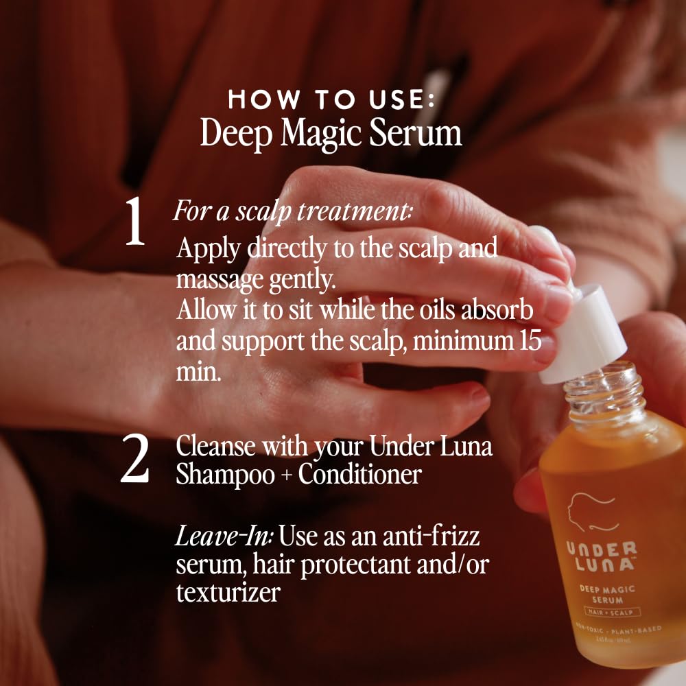 Deep Magic Hair & Scalp Serum - Leave-In Protectant for Frizz Control | Vegan, Silicone-Free, 2.45 fl oz