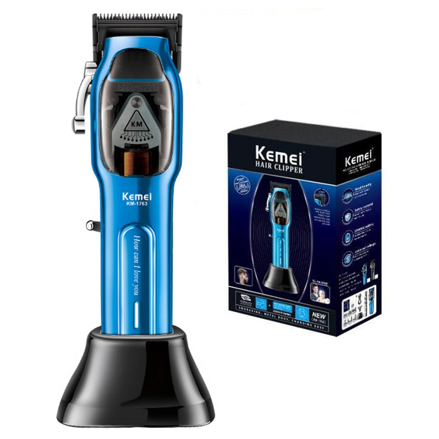 KEMEI Professional Hair Clippers for Men Cord/Cordless Hair Cutting Kits, Hair & Beard Trimmer, Adjustable Barber Clippers with USB Rechargeable, KM-1763