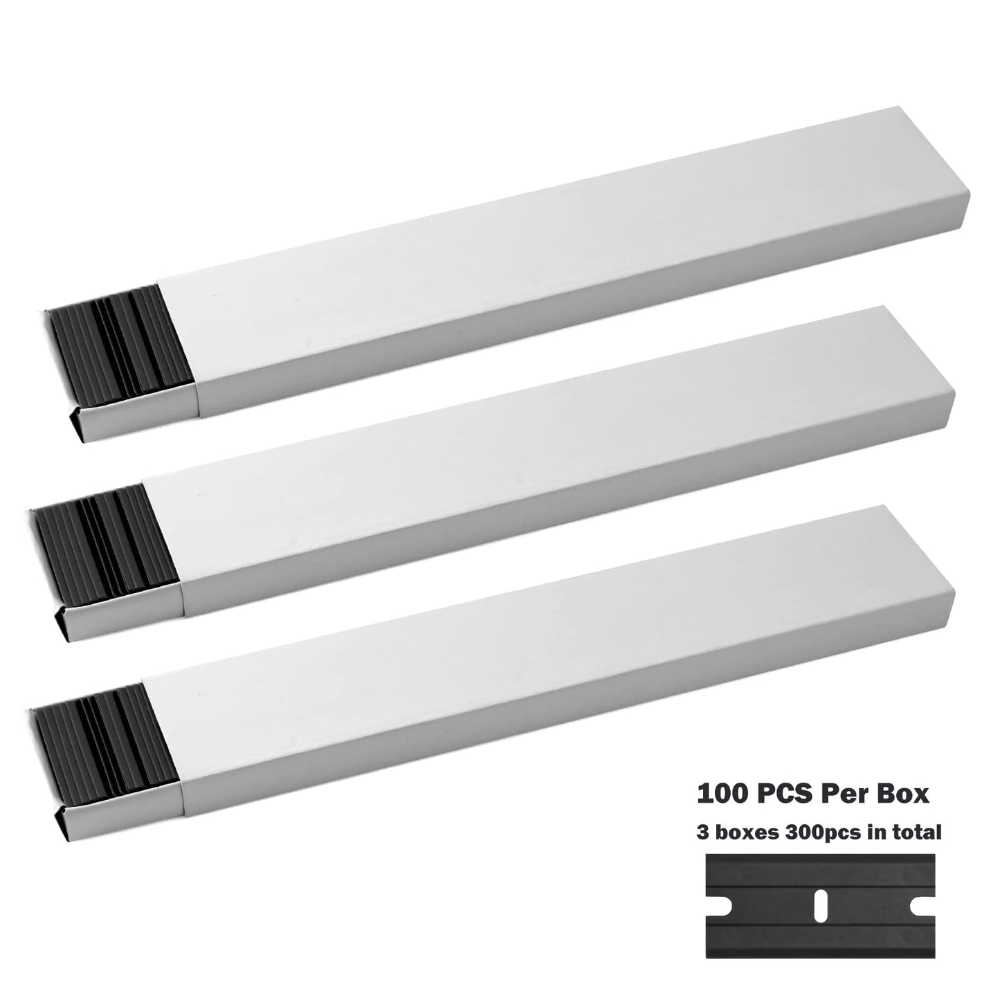 NEWISHTOOL Black Plastic Razor Blades, 300 PCS Double Edged Replacement for Scraper and Safety Glass Use - 1.5 Inch for Removing Label, Decal & Adhesive