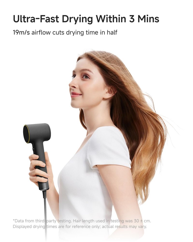 Laifen MINI Hair Dryer, Lightweight and Compact High Speed 200M Ionic Blow Dryer with 110, 000 RPM Powerful Motor for Fast Drying, Low Noise, Hairdryer with Magnetic Nozzle, Child Mode, HD310