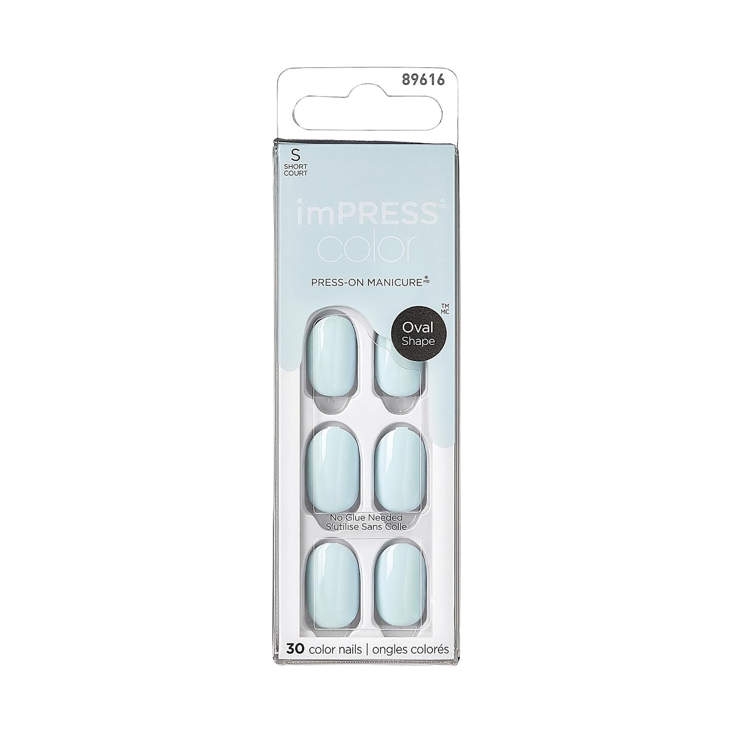 Impress Press-On Nails - Olive Green Squoval Shape | 30 Pcs Short No Glue Set with Easy Apply & Removal Tools