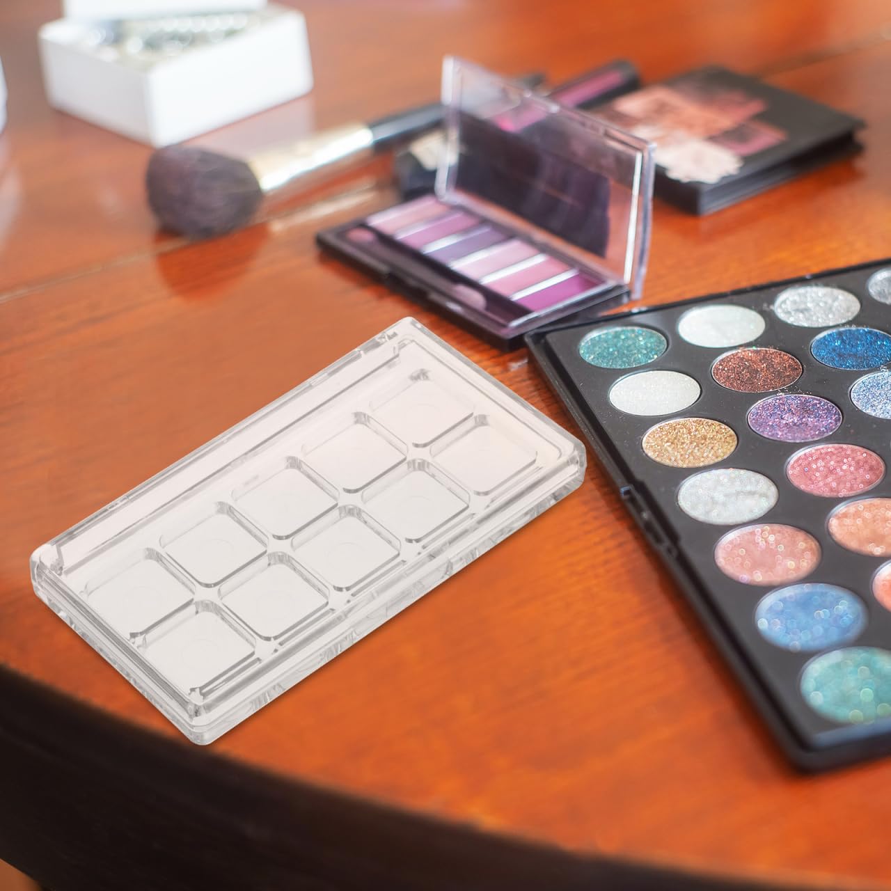 HONMEET Clear Empty Makeup Palette Refillable Makeup Depotting Container with Divided Compartments Transparent Cosmetic Storage Box for Eyeshadow Blush Lipstick Travel Use 4.33 X 2.36 X 0.55 in
