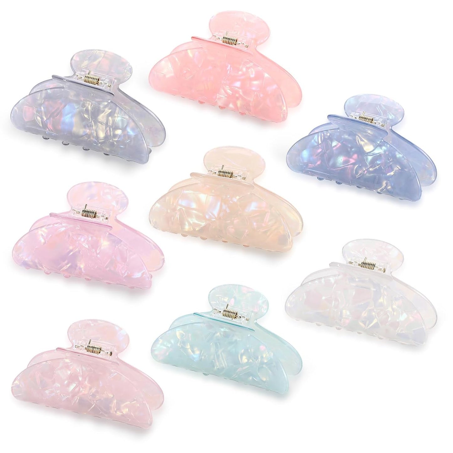 Large Acrylic Hair Claw Clips for Women - 8 Pcs Non-Slip Strong Hold | French Turquoise Color