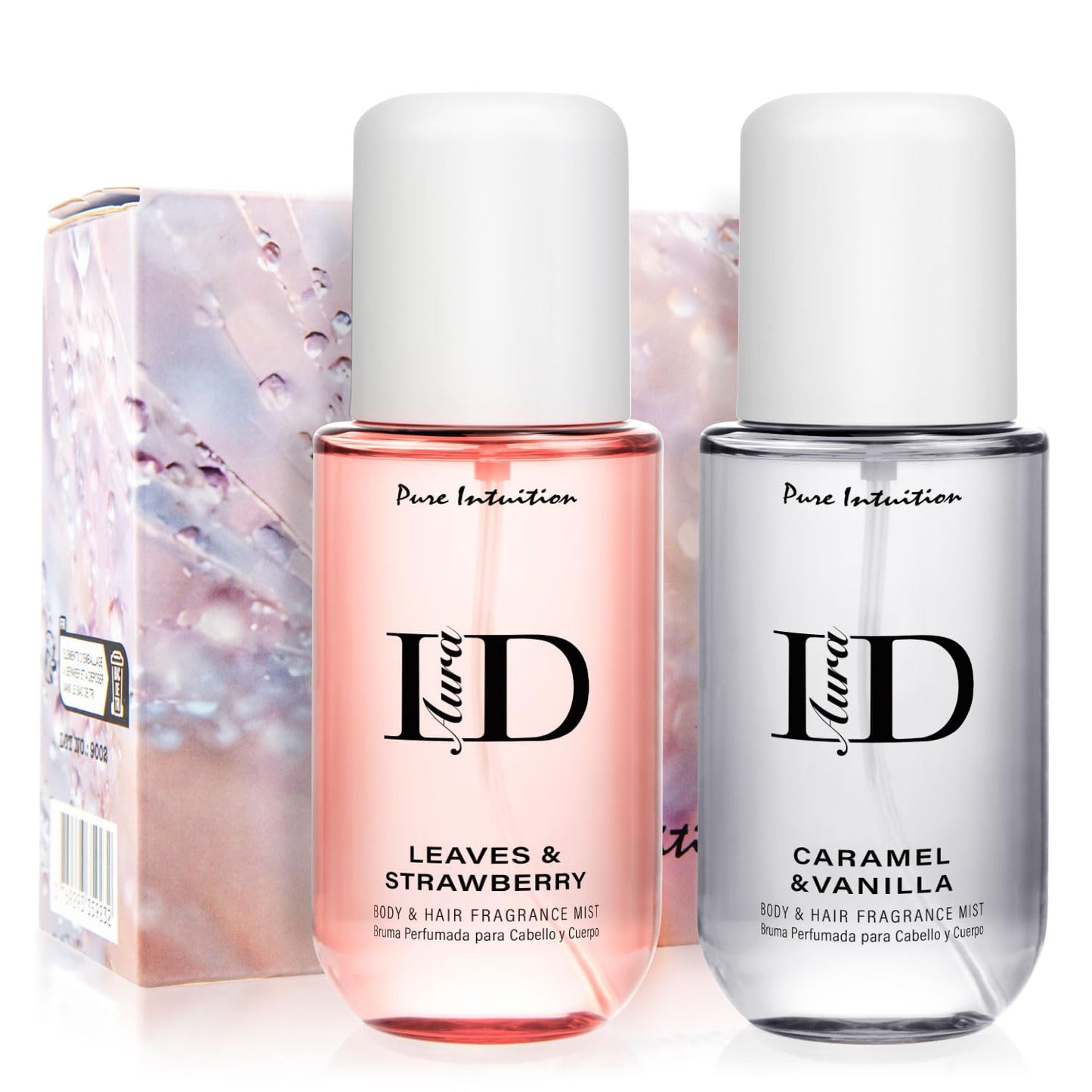 Caramel Vanilla & Strawberry Hair & Body Mist Gift Set - Lightweight Layerable Spray | 2 Pack, 5.9 fl oz Each