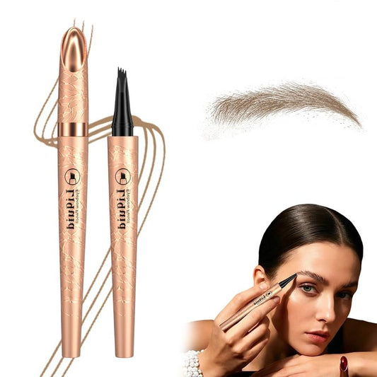 Microblading Eyebrow Pencil - 4-Prong Micro-Fork Tip for Precise Application | 3D Waterproof & Long-Lasting, Light Brown