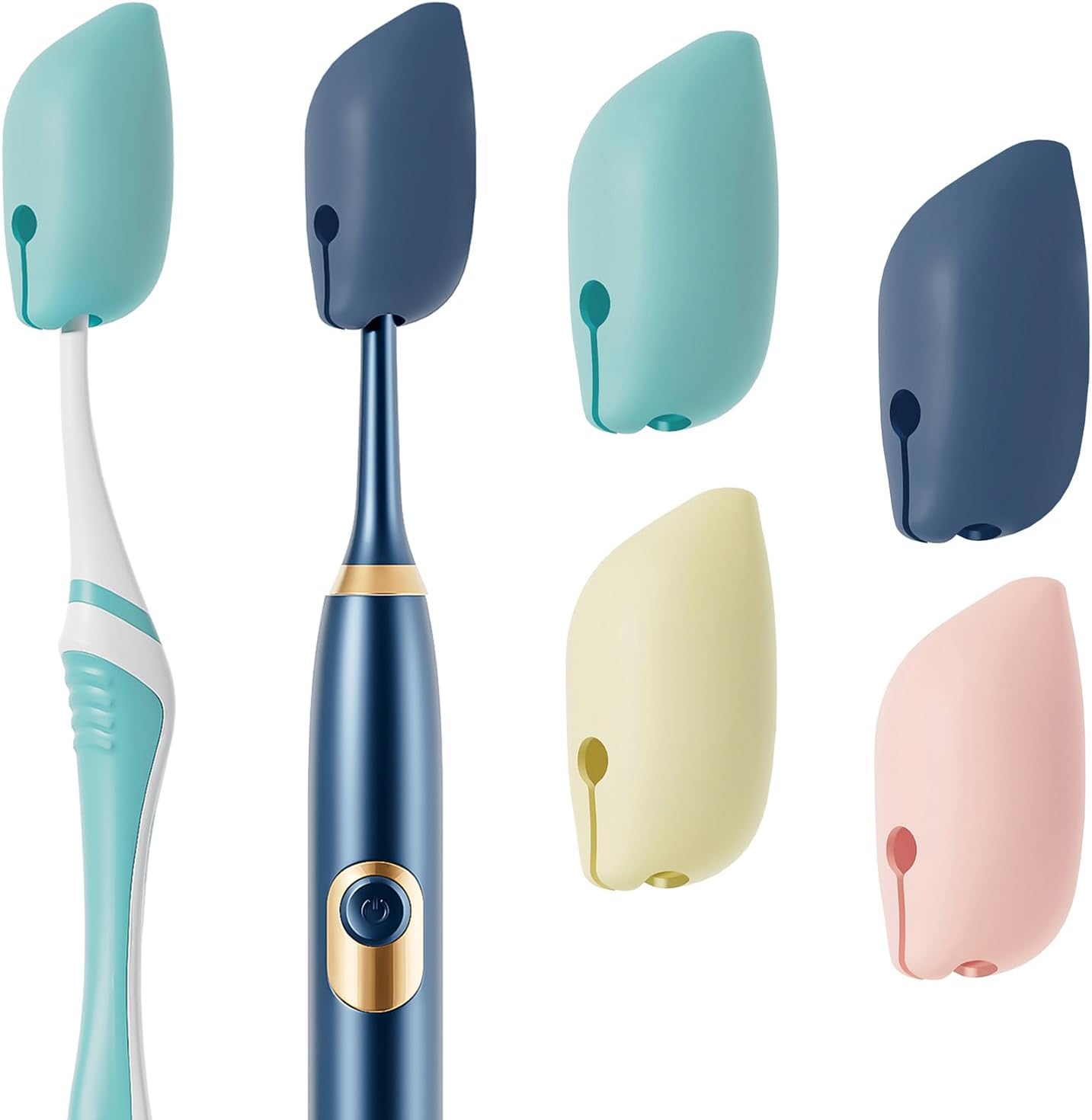 Silicone Toothbrush Covers - 4 Pack Portable Protector for Electric & Manual Brushes | Travel-Friendly Gray
