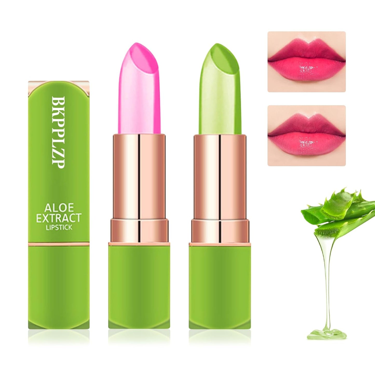 Aloe Vera Lipstick Set - Long Lasting Moisturizing Balm | Color Changing, Waterproof Matte Finish