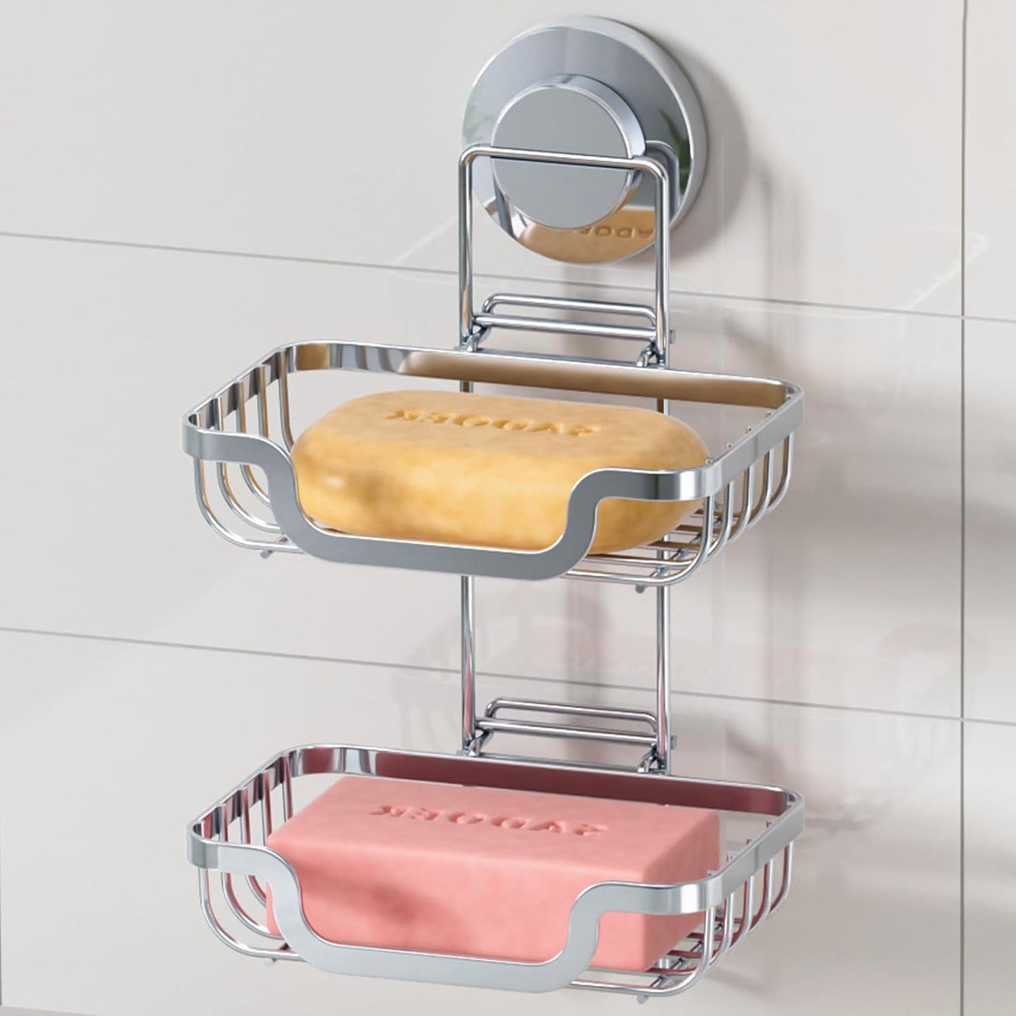 LEVERLOC Bar Soap Holder - Rustproof Stainless Steel Shower Soap Dish with Hooks | Black