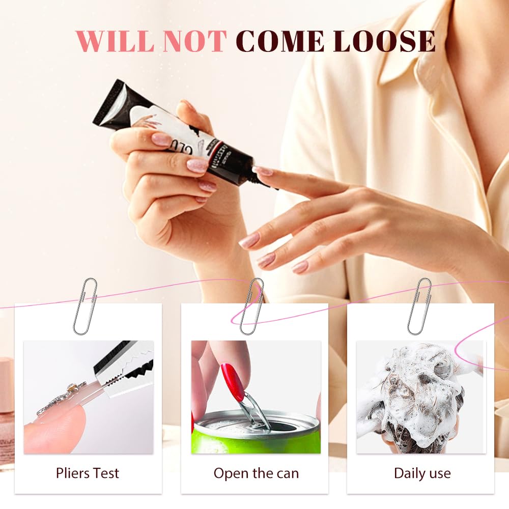 Quick Drying Semi Solid Nail Glue, 2026 New Gel Nail Glue, Long Lasting Nail Adhesive for Home and Salon Use, Easy Application Nail Glue for Professional Manicure (1 Set(Glue+Remover))