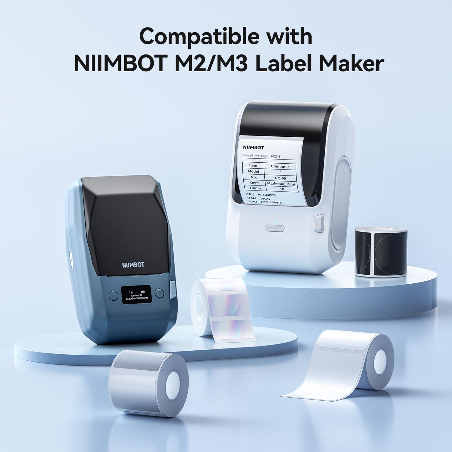 NIIMBOT M2/M3 Thermal Transfer Labels 1.97''×1.18'', 240 Tapes/Roll, for M2/M3 Label Maker, Long Storage Time, for Small Businesses, Cosmetics, Vitamins Labeling, Hologram