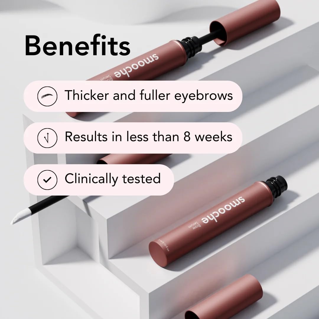 Smooche Eyebrow Growth Serum – Clinically Tested Natural Brow Enhancing Serum for Fuller, Thicker Brows in 8 Weeks – Vegan & Hormone‑Free – 3 mL