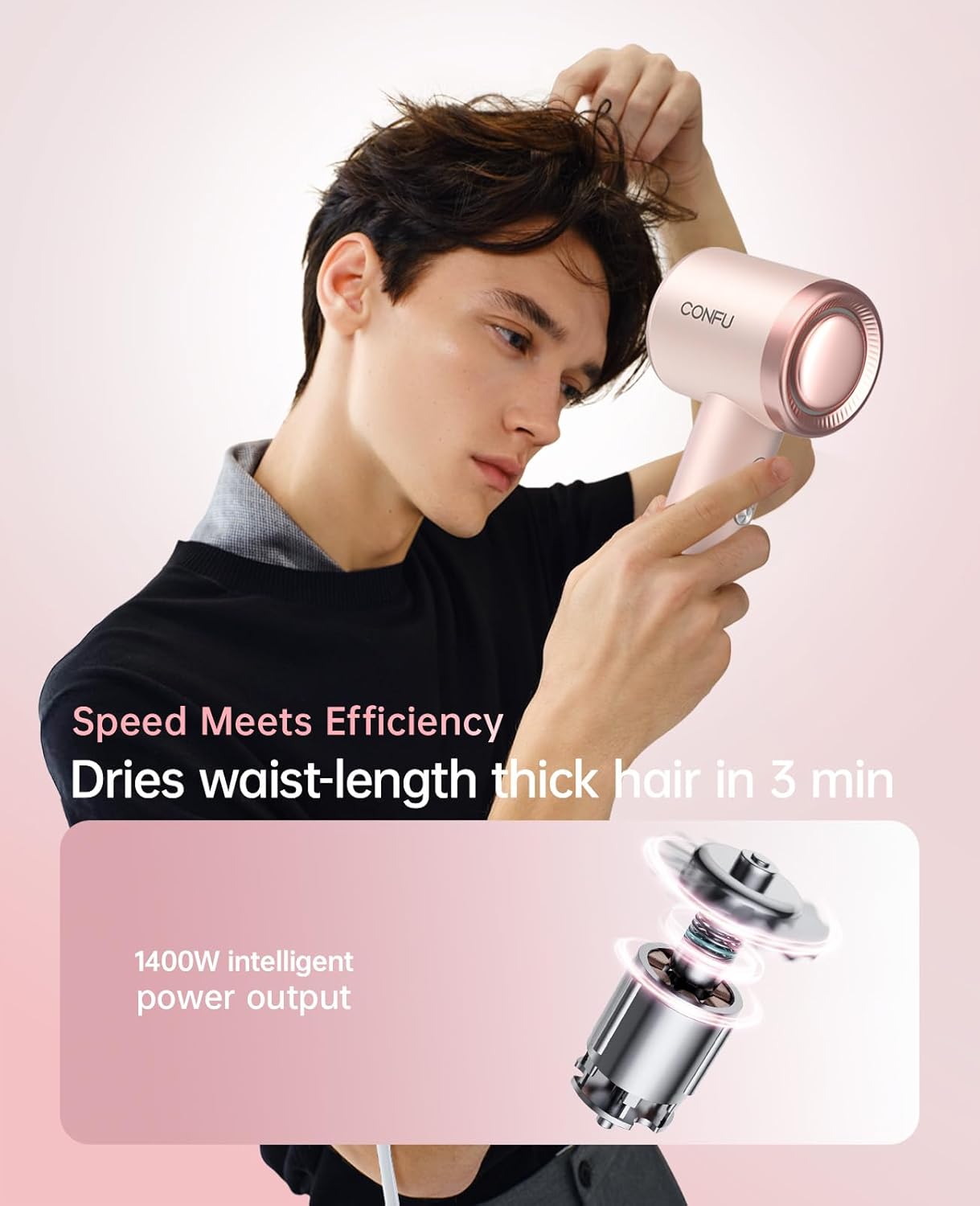 Hair Dryer with Diffuser - Professional Ionic Blow Dryer for Fast Drying | Ideal for Curly Hair & Travel