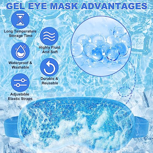 Candyfouse Reusable Cold Eye Mask - 2 Pack Blue & Pink for Puffiness Relief