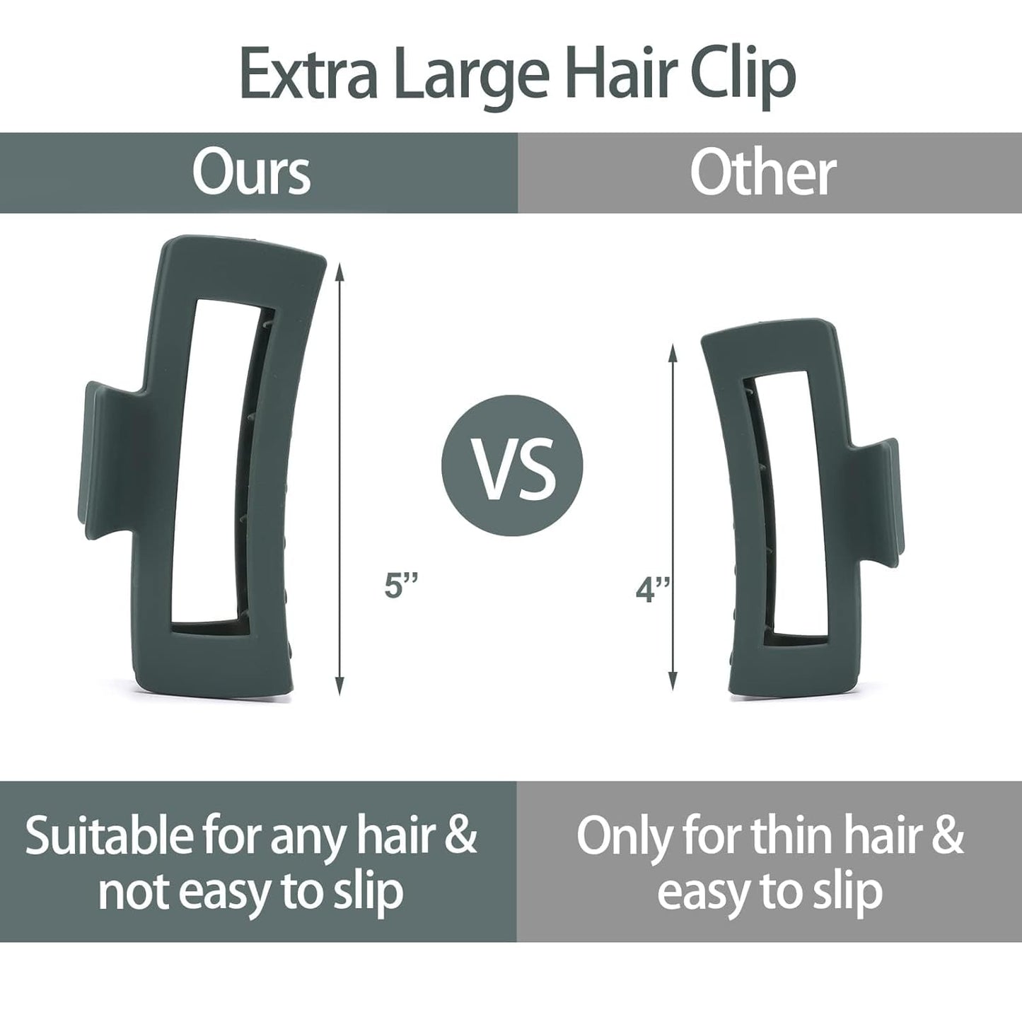 Extra Large Claw Clips - 6 Pack Jumbo Hair Clips for Thick, Long, Curly Hair | Strong Hold, Multicolor