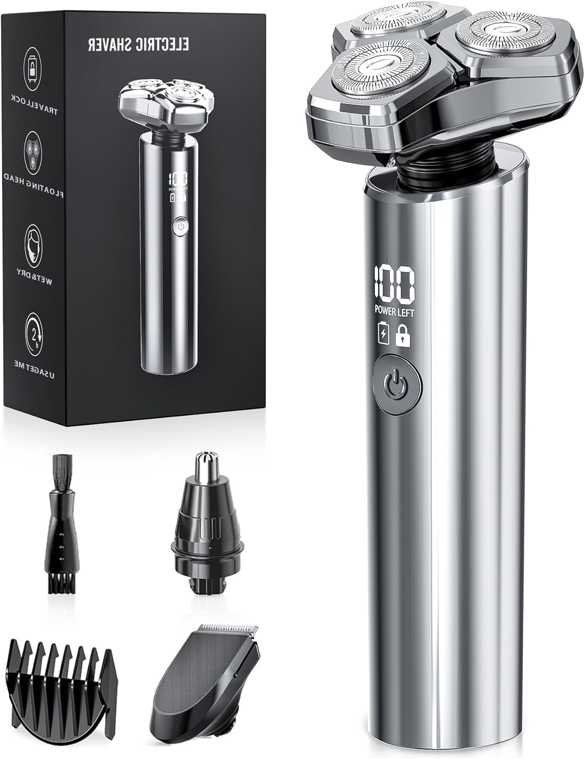 Electric Razor for Men - 10,000RPM High-Speed Motor, IPX8 Waterproof, USB Fast Charging | Upgraded Titanium Gray