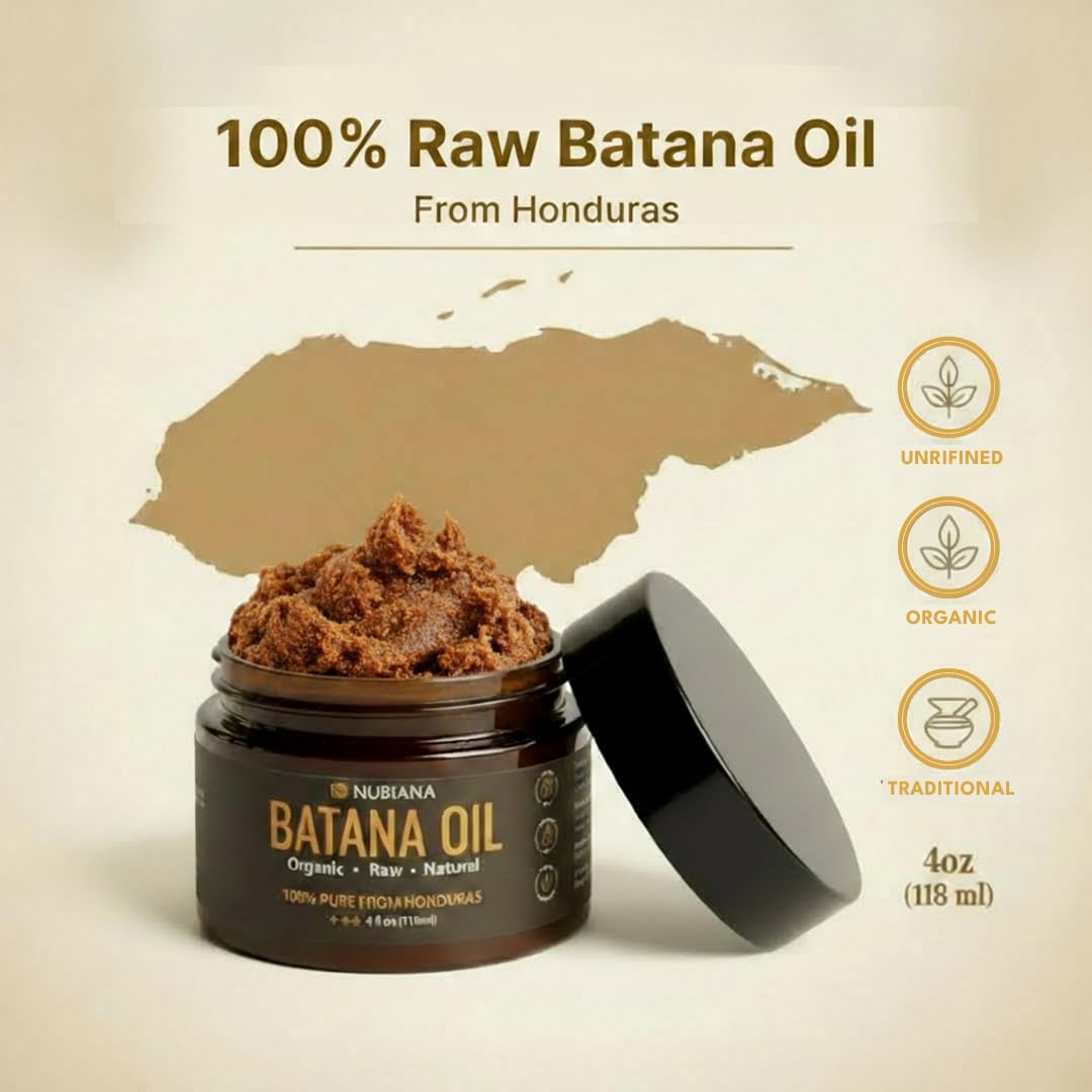 Nubiana 100% Raw Organic Batana Oil Paste - Unrefined Hair Growth Treatment | 4 oz (118ml) for Scalp & Dry Hair