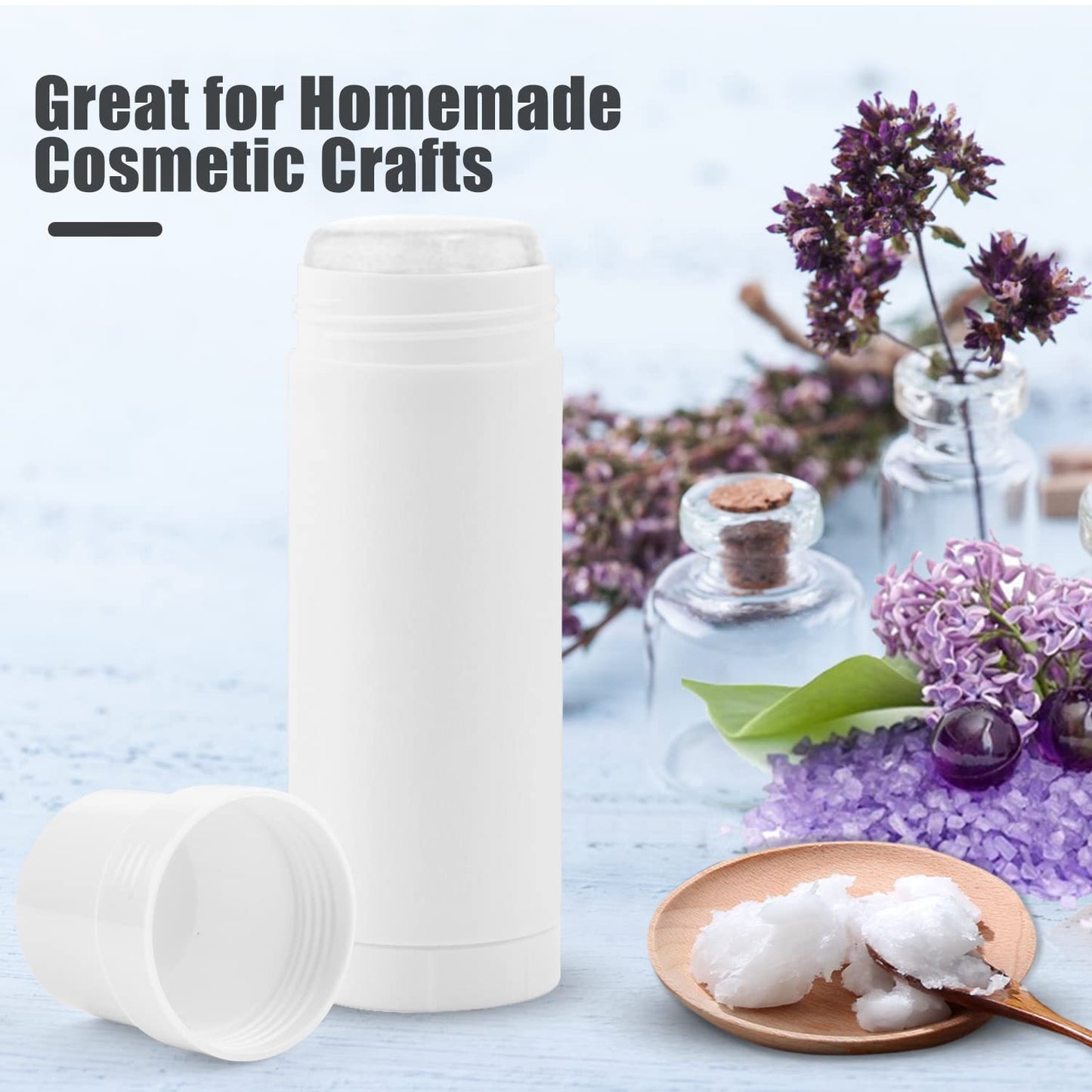 Cositina 60ml/2oz Plastic Deodorant Containers Round Twist Up Empty Bottles Refillable Stick Deodorant Tubes for Heel Balm Lotion Bar Crayon DIY Lipstick - 8 Pack