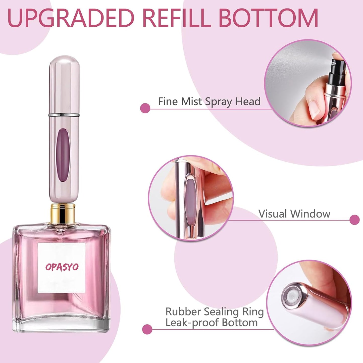 Mini Perfume Atomizer - 4 Pcs Refillable 5ml Travel Spray Bottles | Leak-Proof Design in Silver, Pink, Blue, Black