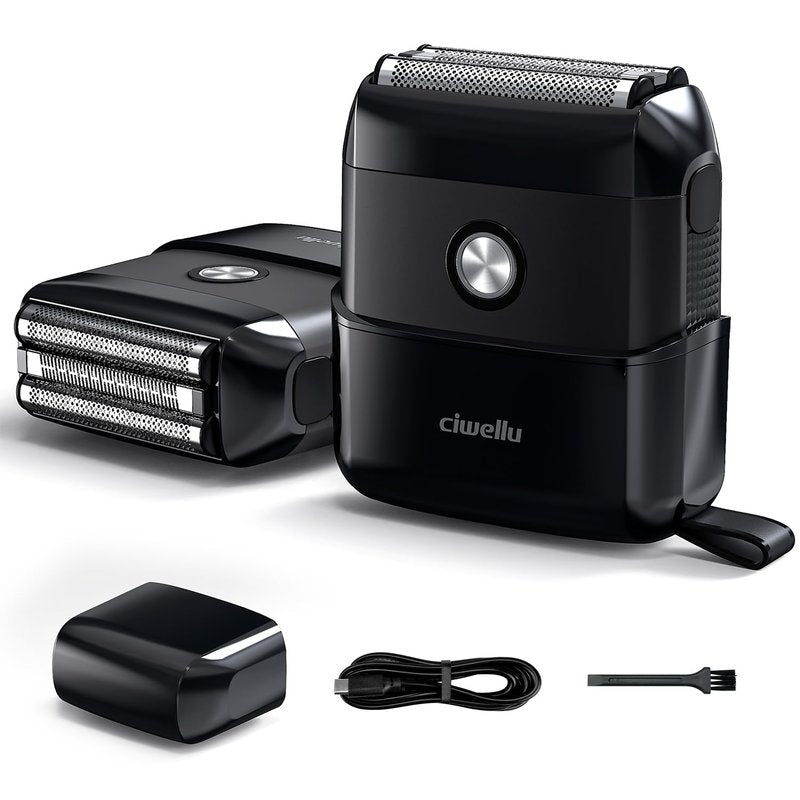 Electric Foil Shavers for Men：Upgraded Mini Electric Razor for Beard with 3 Floating Blades - Cordless Portable Travel Face Shaver USB-C Fast Rechargeable - IPX5 Waterproof(Black)