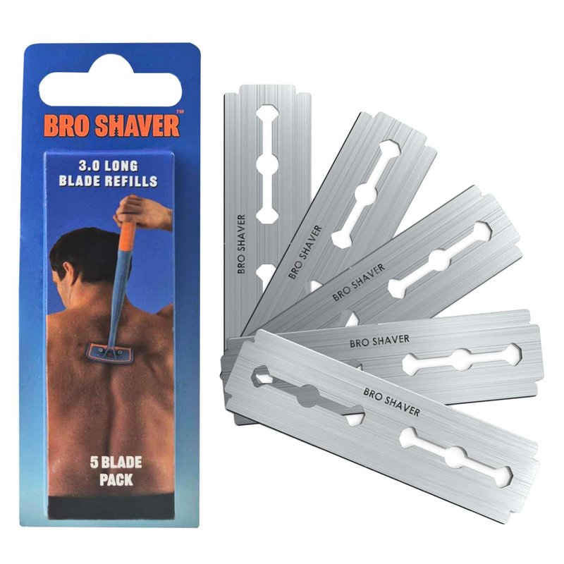 BroShaver Double-Edge Back Hair Shaver Razor Blades, Extra Long Blade Refill Compatible with BroShaver 3.0 & BroShaver 2.2 Back Hair Shavers