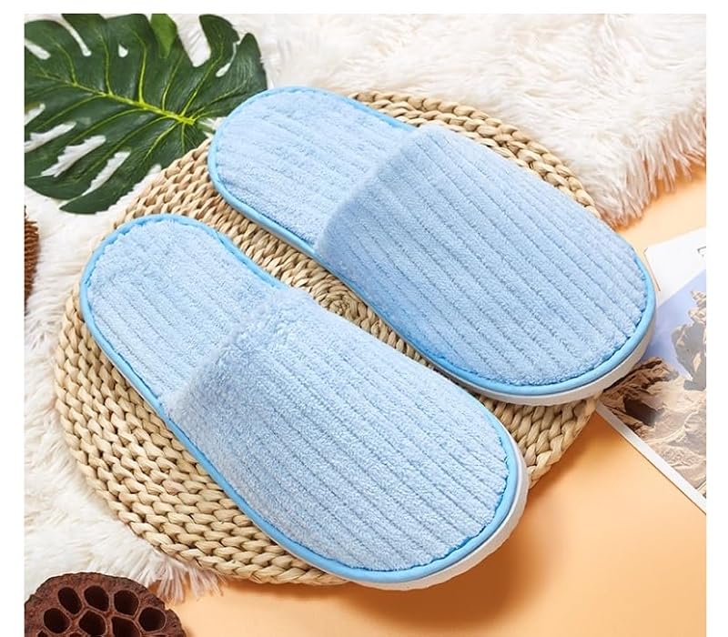 Maeline Disposable Spa Slippers - 6 Pairs, Unisex Cozy Slip-on for Guests