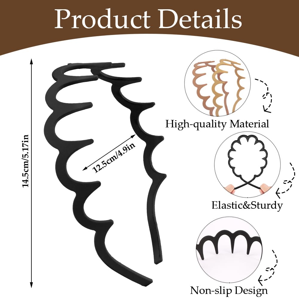 Zigzag Headbands for Women & Men - 5pcs Neutral Matte Non-Slip Hairbands | U-Shape Retro Design
