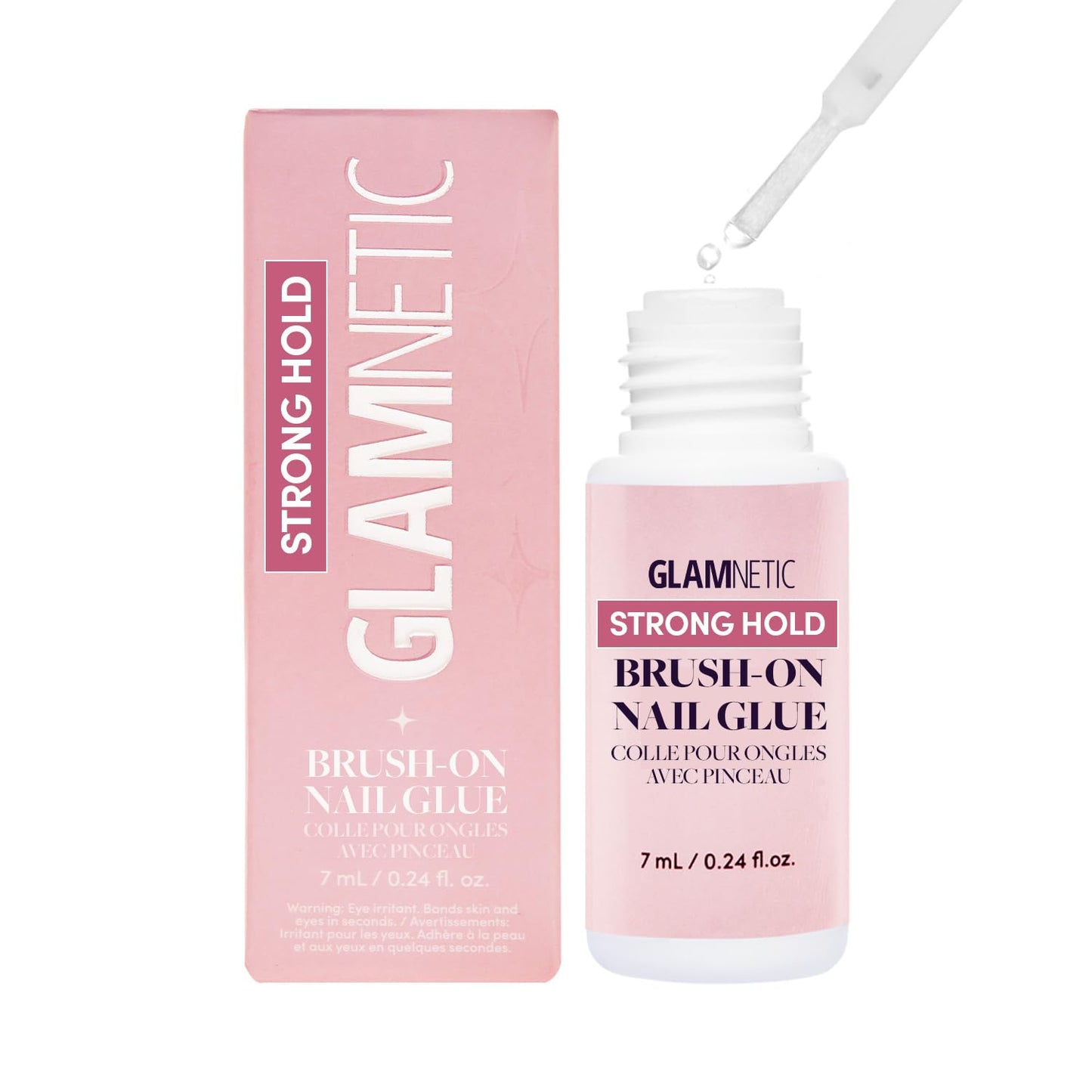Glamnetic Super Strong Brush-On Nail Glue - Mess-Free Applicator, Vegan | Durable & Long-Lasting | 0.24 fl. oz.