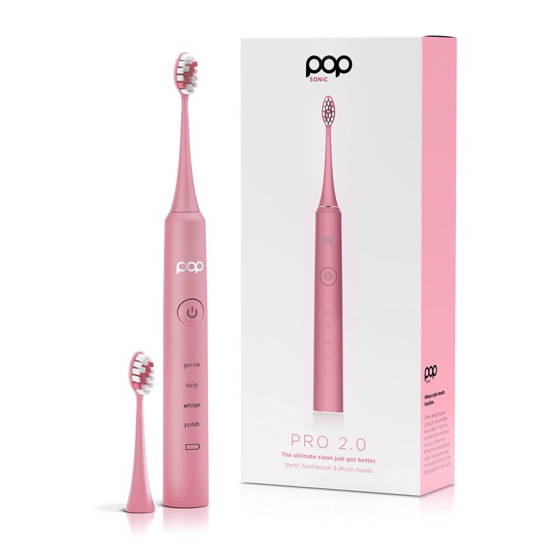 Pop Sonic Pro 2.0 Electric Toothbrush (White) Rechargeable Sonic Toothbrush with 45,000 Vibrations Per Minute & 4 Cleaning Modes for Adults & Kids with Long Lasting Dupont Nylon Bristles