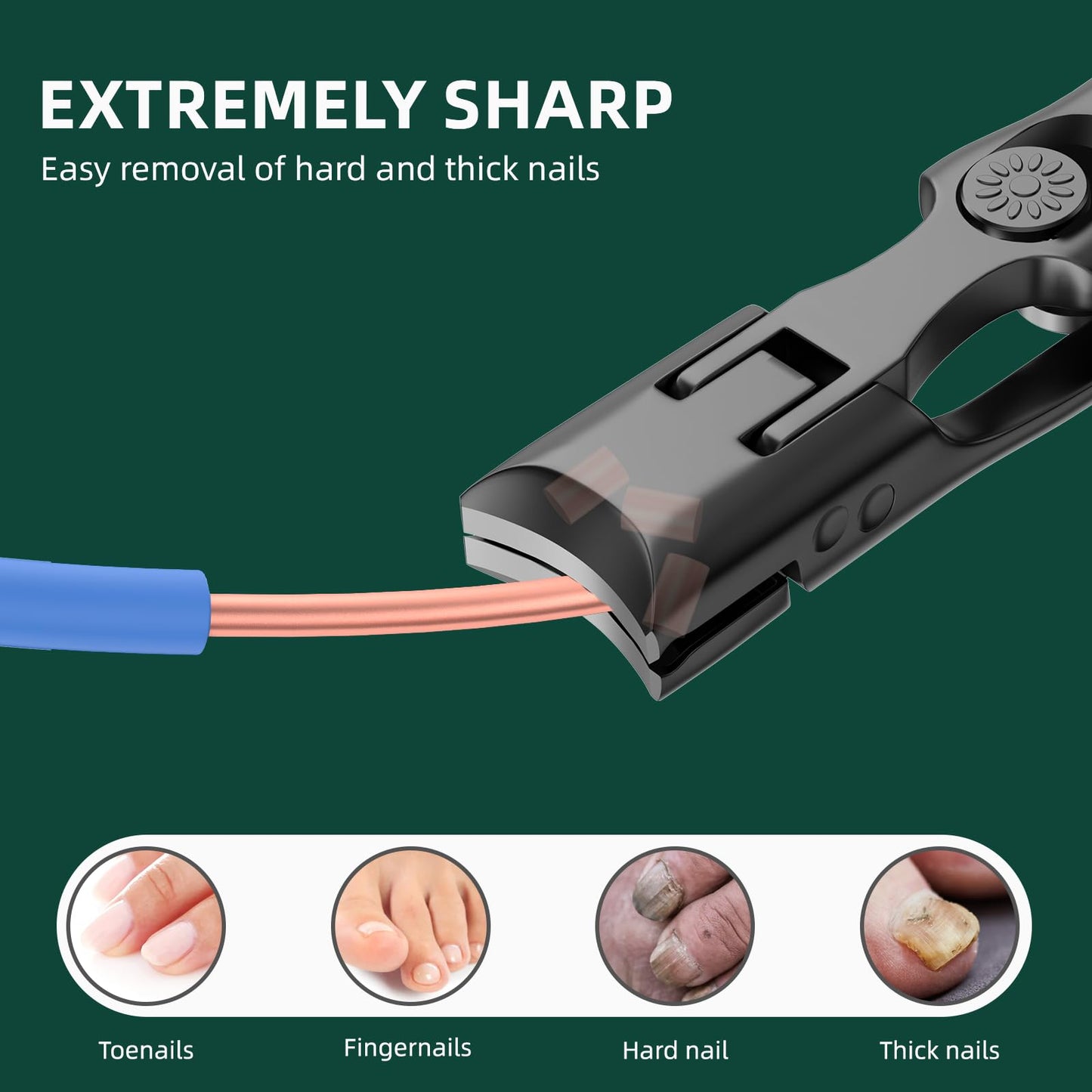German Nail Clippers for Men Thick Nails, VANWIN Toenail Clippers for Seniors Large Wide Jaw Opening, Heavy Duty No Splash Fingernail Clipper with Safety Lock Nail Clippers with Catcher for Women