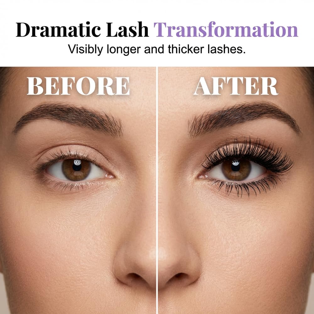 Tubing Mascara & Primer, 2026 Upgraded Ultra-Fine Lengthening Waterproof Quick-Dry Mascara, Long-Lasting Lash Extensions Mascara, Natural and Non-smudged (1)