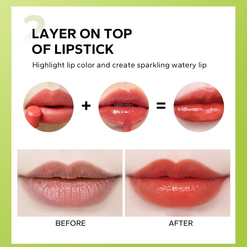 Moisturizing Lip Oil - Hydrating Vegan Plumping Lip Tint for Dry Lips | Shiny Glow Finish