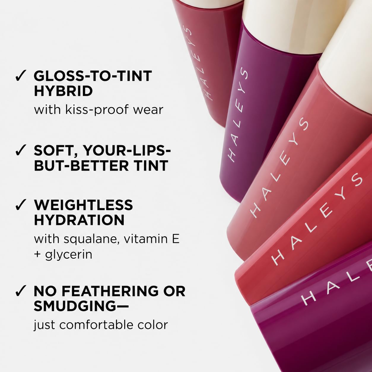 Haleys Re-Dew Lip Gloss - Hydrating, Kiss-Proof Formula with Vegan Squalane & Vitamin E | Lightweight Transfer-Proof in Crush