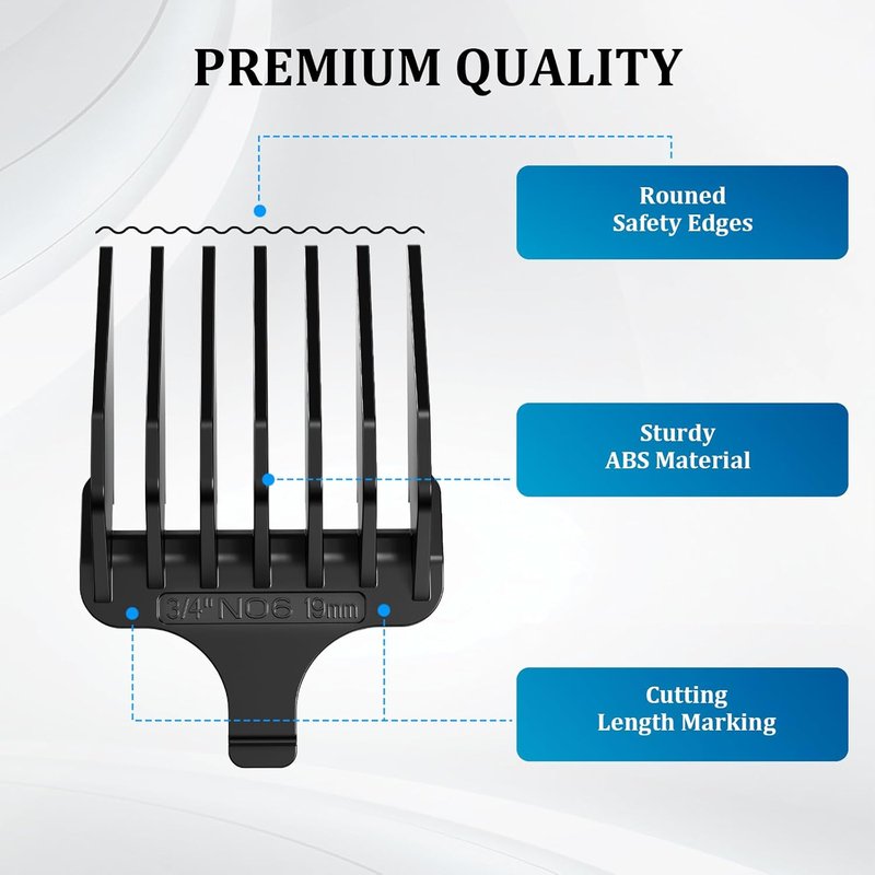 Replacement Guide Comb for Wahl 40mm T-Blade Trimmers - 8 Pack Attachment Guards (1/8" to 1")