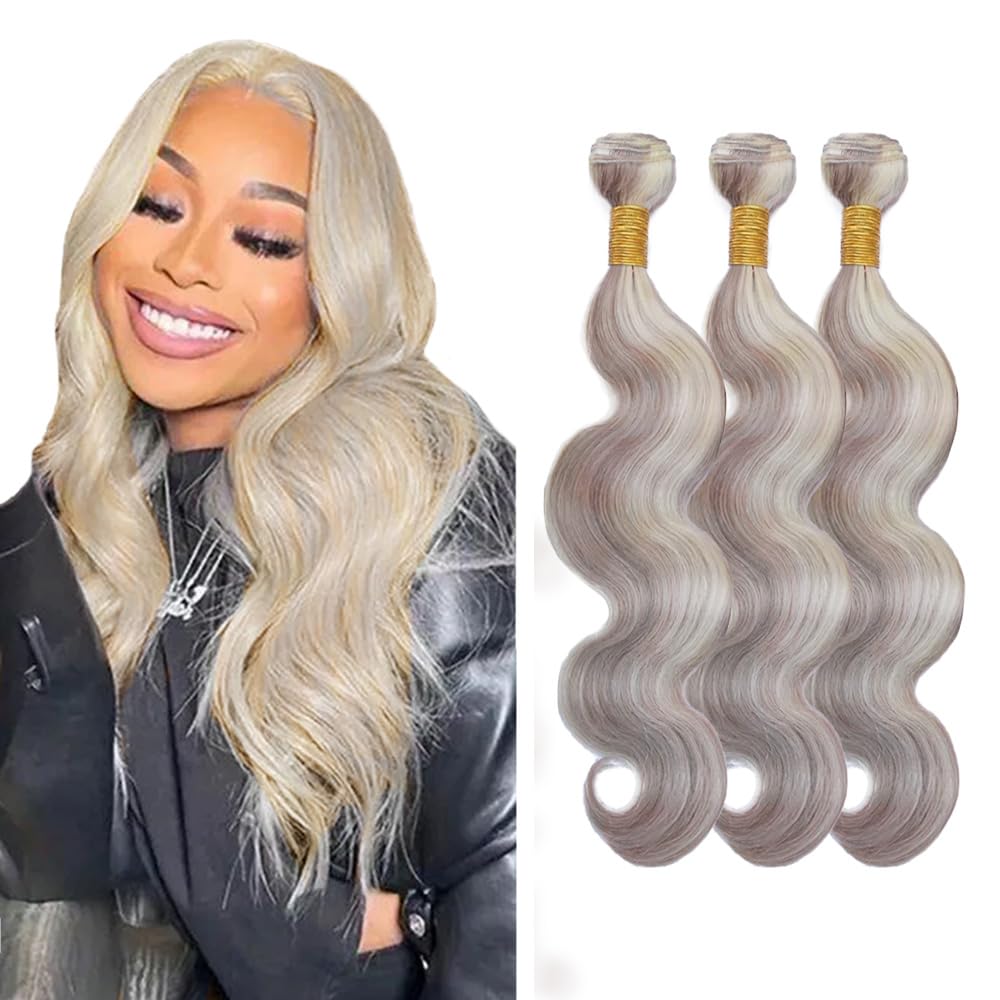 26 28 30 Inch 613 Bundle Grey/613 Body Wave Bundles Silver Body Wave Bundle Grey Mixed 613 Hair 3 Bundles Grey Human Hair Extensions