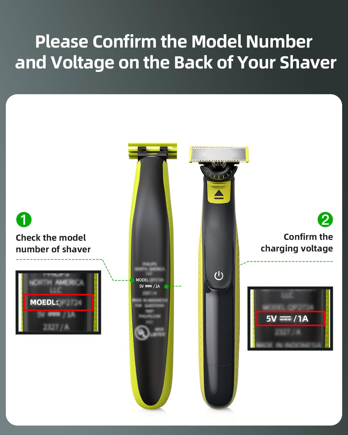 Superer 5V Fast Charger for Philips Norelco One Blade 360 QP2724 QP2834, Wet&Dry Series 2000 2400, MG7910 MG5910 MG9510 MG9520 MG9525, QP4631 QP6552 QP1924 QP6542 QP1324 QP4530 for Phillips Shaver