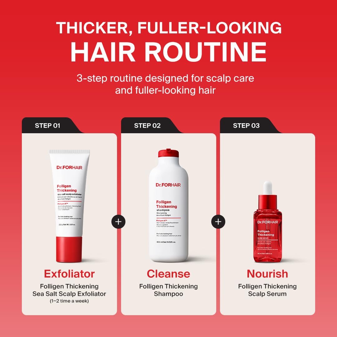 Dr.FORHAIR Folligen Thickening Scalp Serum - Biotin Peptide Treatment for Thicker Hair | 1.7 oz
