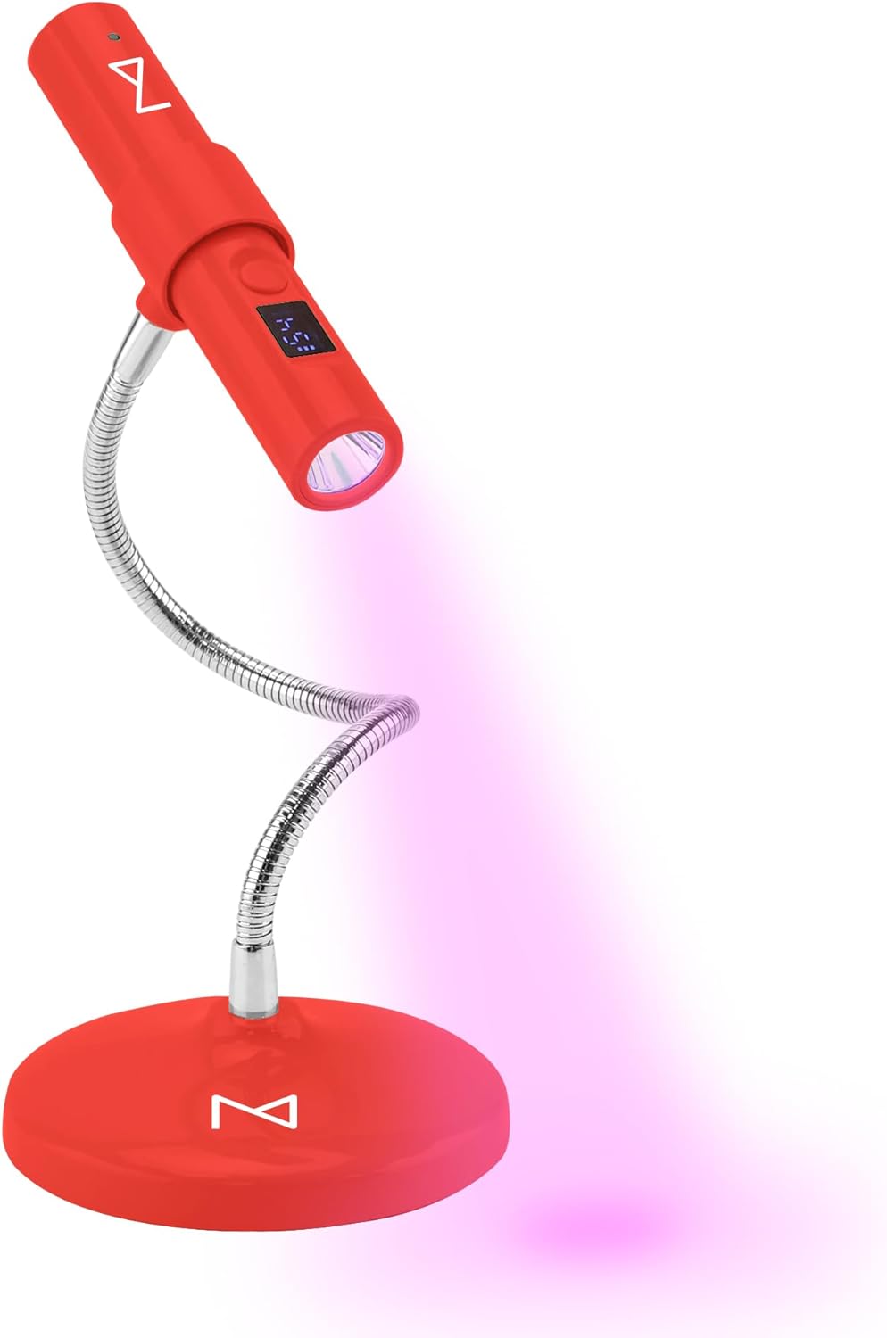 GlamCure GO Nail Flash Cure Lamp - LED & UV Touch Screen Nail Light for Gel & Acrylic Nails | Portable Adjustable Design (Red)