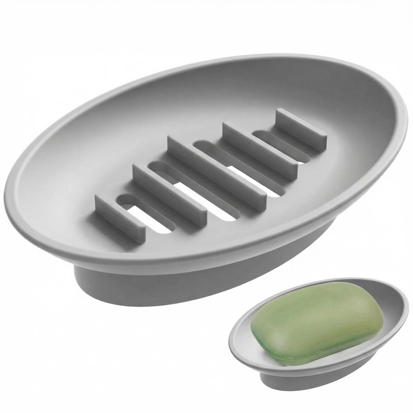 Silicone Bathroom Soap Dishes with Drain Spout, Shower and Bathroom Soap Holder, Bathroom and Kitchen Sink Organizer,Dish Soap Tray,Perfect for Soap On Sink Or Counter