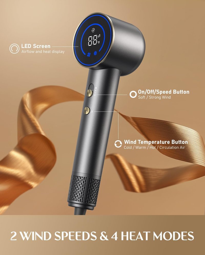 SonicDry H10 Apex Travel Hair Dryer - 110,000 RPM Brushless Motor, Ionic AquaGlow Tech | Lightweight & Low Noise - Grey
