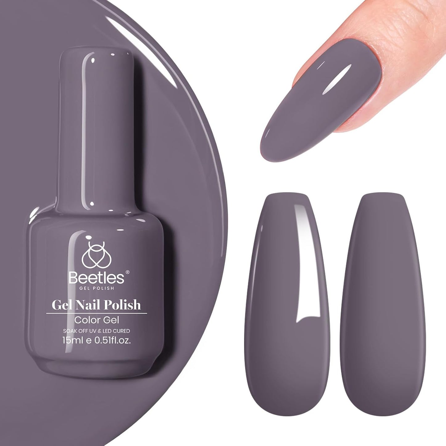 Beetles Purple Gel Polish - Lilac Light Purple Nail Color | 15ml Soak Off UV LED Gel for Summer Manicure